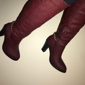 Knee High Maroon Boots